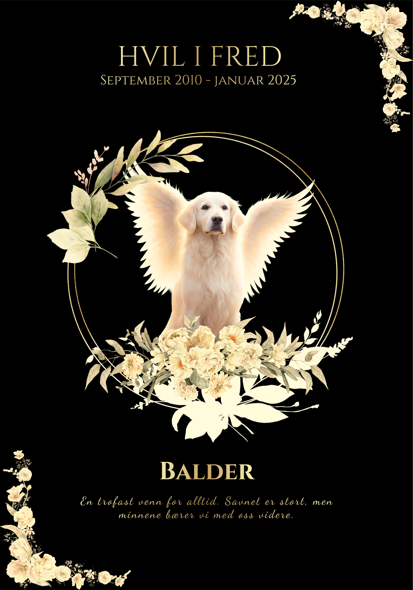 Kjæledyrets vakre gravstøtte i sort stål